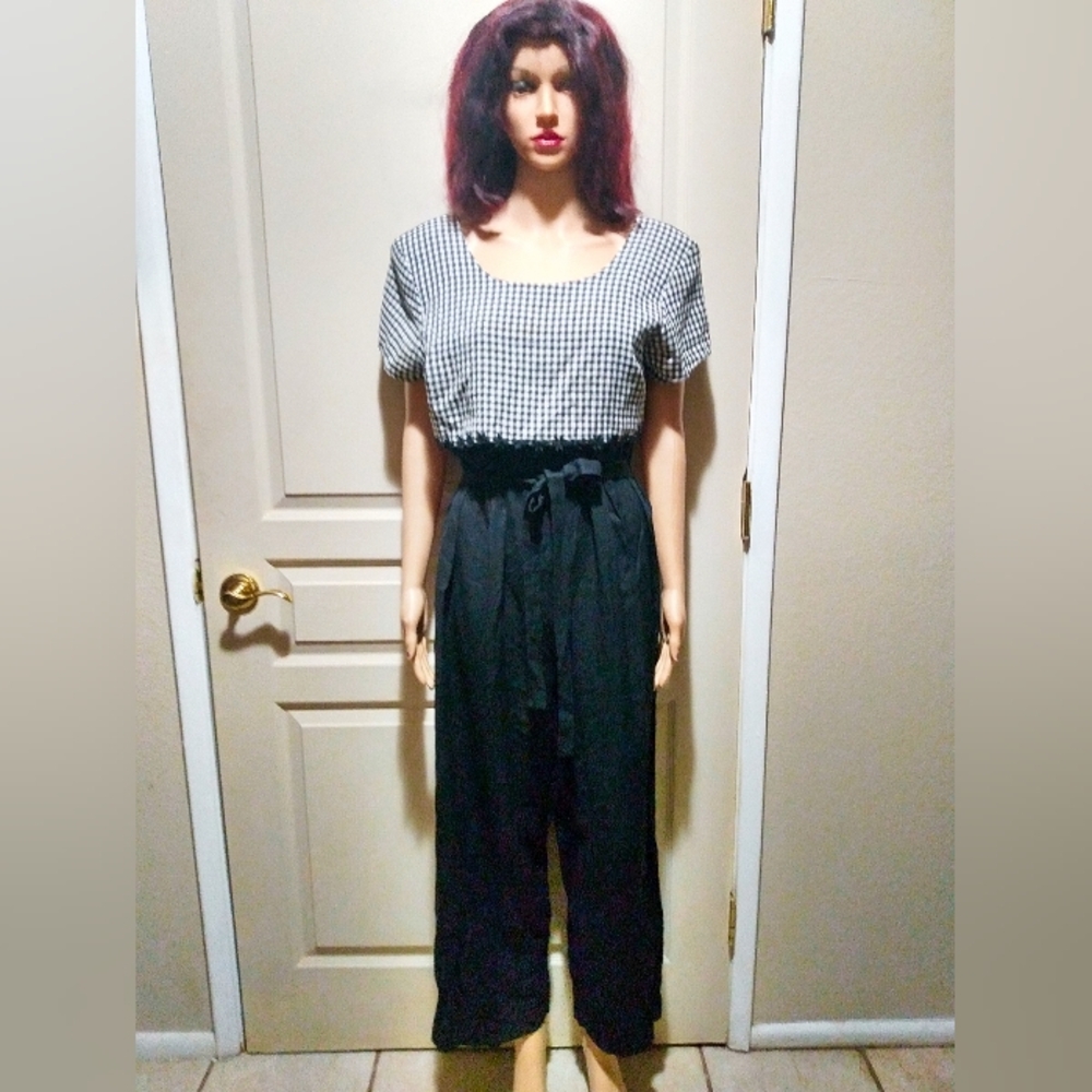 Vintage High Top Plaid Jumpsuit.